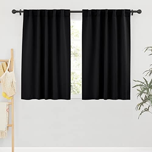 RYB HOME Blackout Curtains Pair – Solid Country Window Decorating Panels Light Block Drapes for Bedroom Kitchen Office Privacy Curtains for Gift, Wide 42 x Long 54 inch, Black, Set of 2 RYB HOME Blackout Curtains Pair – Solid Country Window Decorating Panels Light Block Drapes for Bedroom Kitchen Office Privacy Curtains for Gift, Wide 42 x Long 54 inch, Black, Set of 2