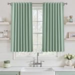 Short Blackout Curtains 45 Inch Long 2 Panels Set, Sage Green | Room Darkening, Thermal Insulated, Noise Reducing, Suitable for Bedroom/Living Room/Kitchen, Linen Textured, Rod Pocket