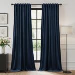 StangH Navy Blue Velvet Curtains Back Tab Blackout, W52 x L108, 2 Panels | 280 GSM velvet with black yarn woven into back layer, Thermal Insulated Window Drapes for Dining Room, Kitchen, Office