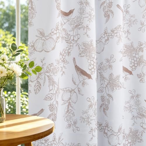 Warm Taupe Bird Blackout Curtains 63 Inch Length, Vintage Botanical Floral Print Curtains, Thermal Insulated Noise Reducing Grommet Window Drapes for Bedroom Living Room Nursery, 52″ x 63″ Warm Taupe Bird Blackout Curtains 63 Inch Length, Vintage Botanical Floral Print Curtains, Thermal Insulated Noise Reducing Grommet Window Drapes for Bedroom Living Room Nursery, 52″ x 63″
